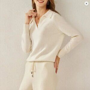 NWT Theory Slouchy Polo 100% Cashmere Sweater in Black